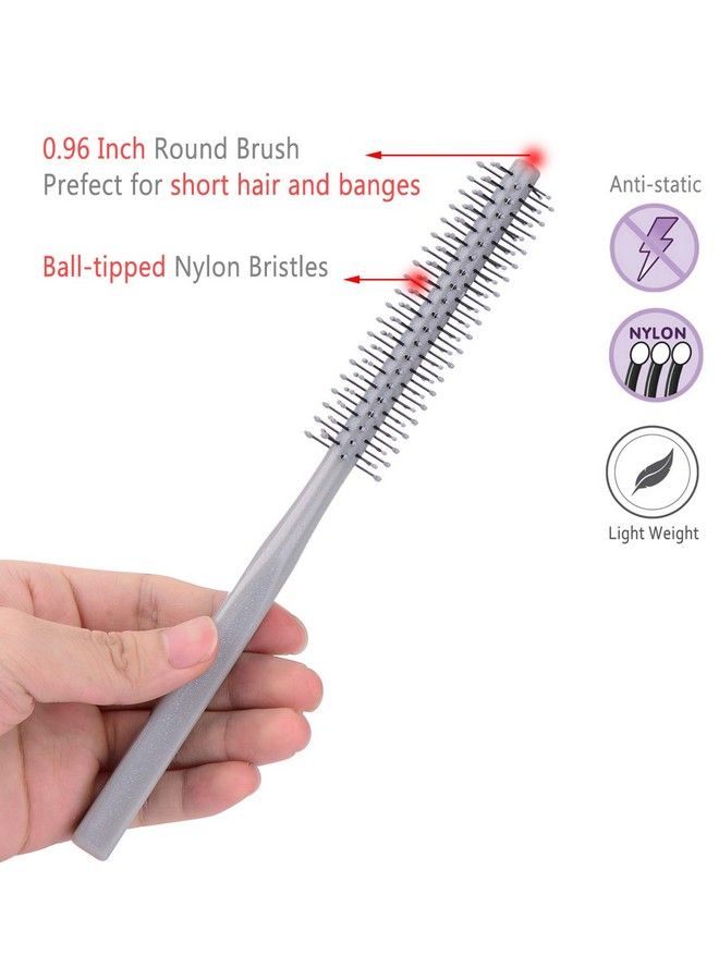 Perfehair فرشاة تصفيف الشعر البلاستيكية الصغيرة المستديرة ذات الشعيرات النايلون لتجفيف الشعر القصير، أسطوانة بقطر 1 بوصة - Image 5