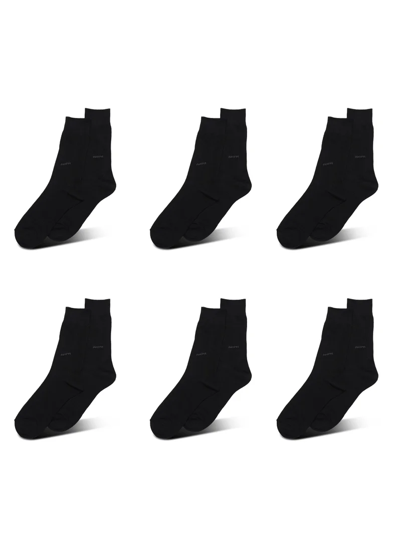 AMPM MEN'S FORMAL SOCKS (PACK OF 6) - BLACK