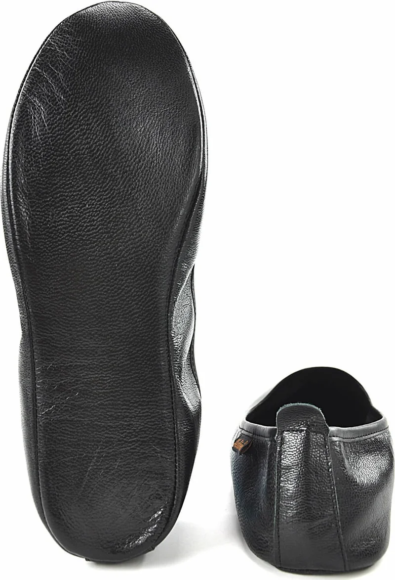 ايهفان 100% Leather Hajj Umrah Tawaf and Home Shoes Black