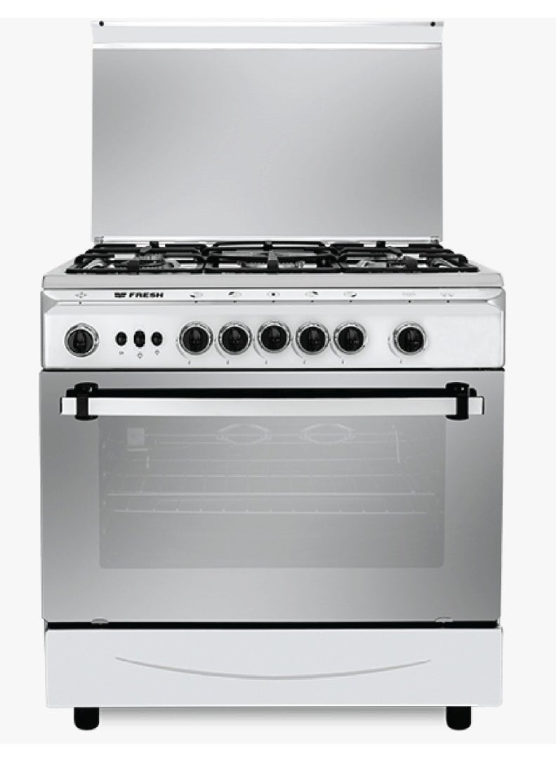 Fresh Fresh 5 burner gas stove, 55*80 cm, Italiano, stainless steel, full ignition fan, code 6607 