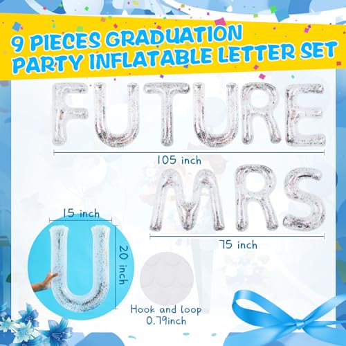 Junkin 20 Inch Bachelorette Pool Floats Bride Party Float Inflatable Floating Letter Set Bachelorette Decorations Gifts for Pool Beach Party with Adhesive Dots (White Gold,Future Mrs) - Image 2