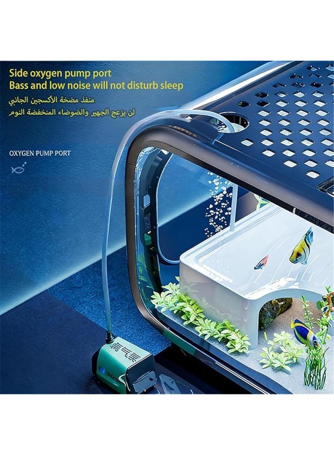 Fish Tank, Multifunctional Ecological Fish Bowls, Ultra Clear Aquarium with Crawling Platform, for Small Amphibious Creatures Shrimp Crabs Turtles and Ornamental Fish, 40*22.7*25.5cm (Black L) - Image 5