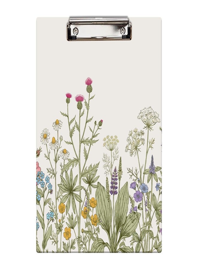 Britimes Clipboard Decorative Office School Hardboard Wood Nursing Clip Board and Pad for Standard A4 Letter Size Boho Spring Herbs Wild Flowers 12.6" X 8.9" - Image 1
