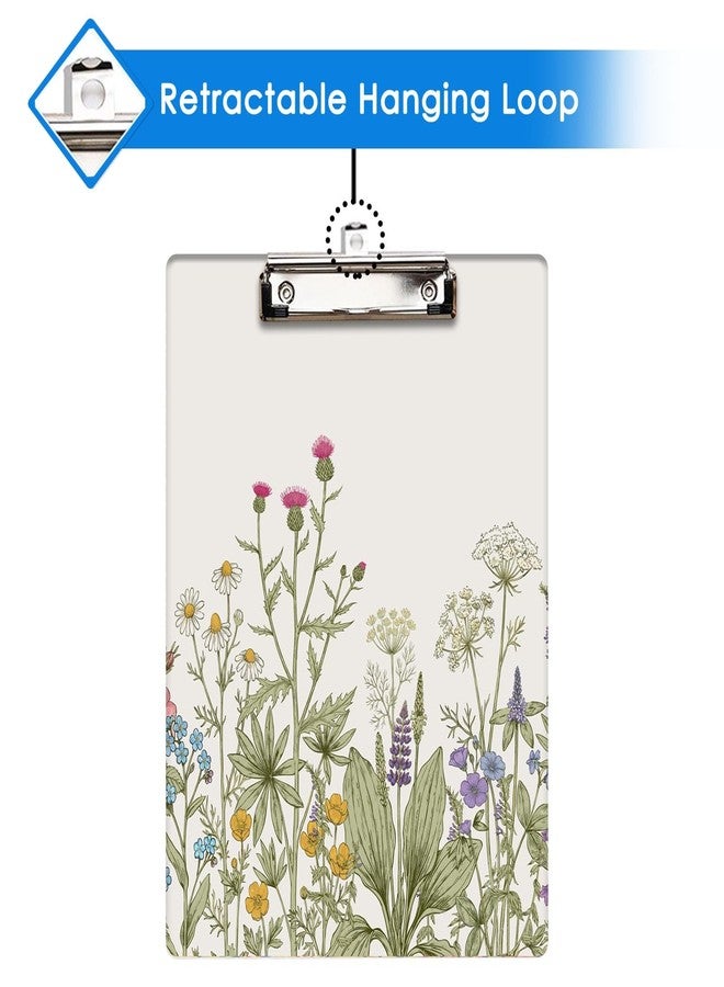 Britimes Clipboard Decorative Office School Hardboard Wood Nursing Clip Board and Pad for Standard A4 Letter Size Boho Spring Herbs Wild Flowers 12.6" X 8.9" - Image 3