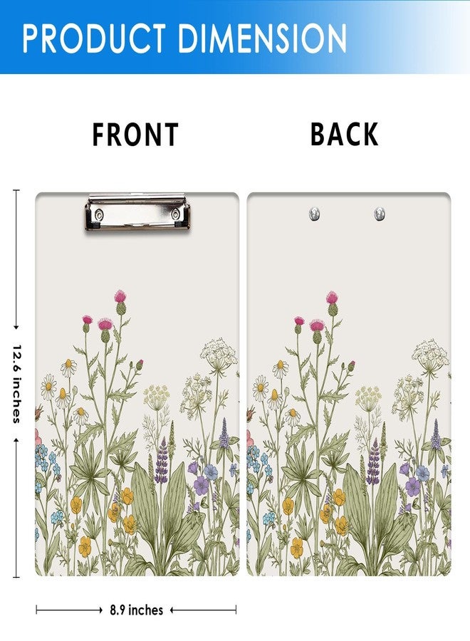 Britimes Clipboard Decorative Office School Hardboard Wood Nursing Clip Board and Pad for Standard A4 Letter Size Boho Spring Herbs Wild Flowers 12.6" X 8.9" - Image 2