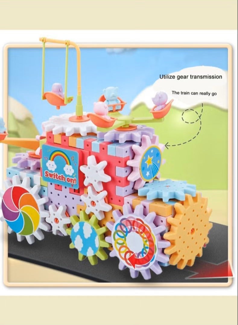 JUNYOUK 249 Pieces Electric Building Blocks Gear Toys Set Educational DIY Construction Plastic Building Blocks Toy Fun Learning Building Blocks Children Birthday Gift - Image 4