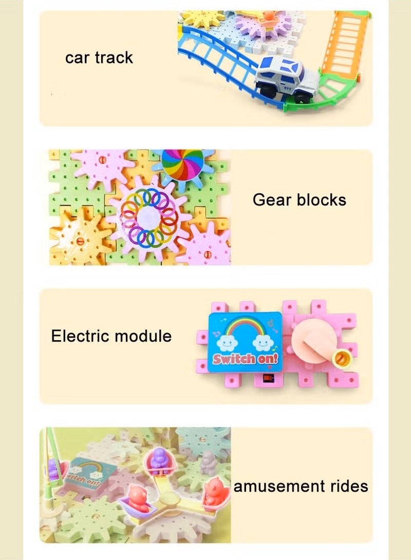 JUNYOUK 249 Pieces Electric Building Blocks Gear Toys Set Educational DIY Construction Plastic Building Blocks Toy Fun Learning Building Blocks Children Birthday Gift - Image 5