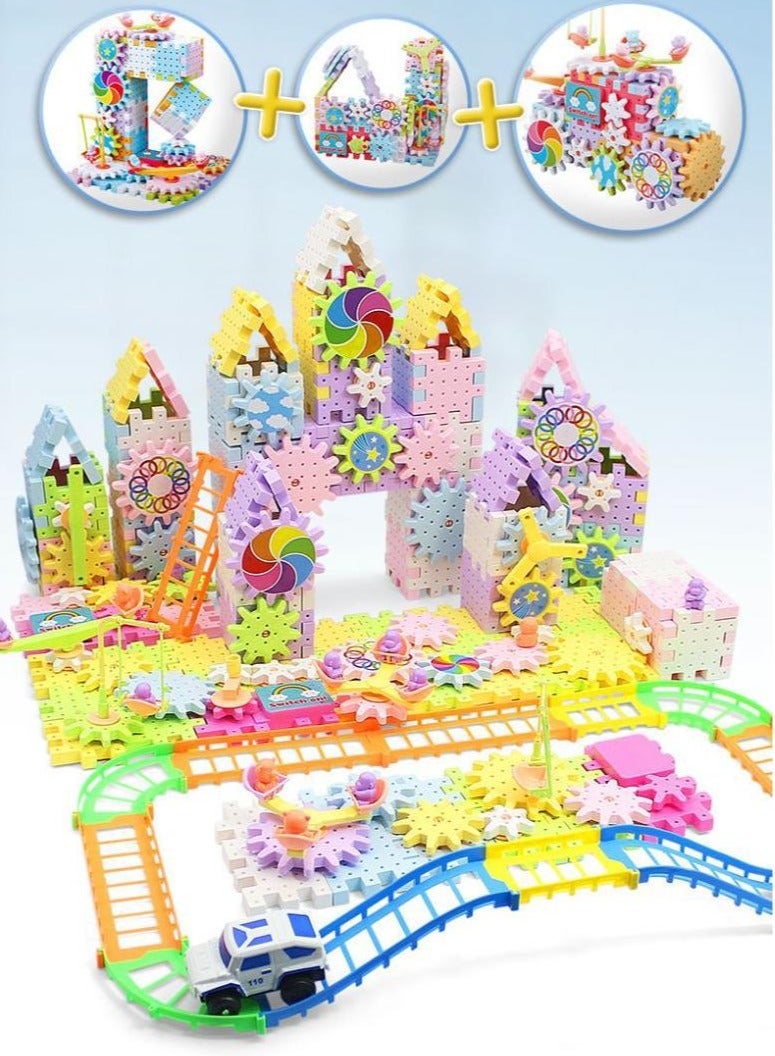 JUNYOUK 249 Pieces Electric Building Blocks Gear Toys Set Educational DIY Construction Plastic Building Blocks Toy Fun Learning Building Blocks Children Birthday Gift - Image 2