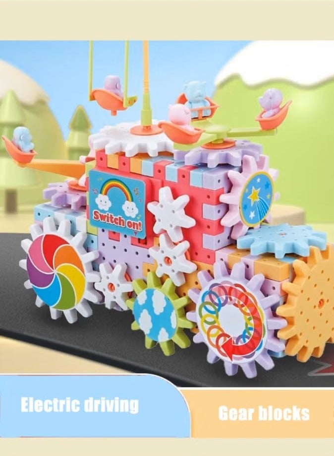JUNYOUK 249 Pieces Electric Building Blocks Gear Toys Set Educational DIY Construction Plastic Building Blocks Toy Fun Learning Building Blocks Children Birthday Gift - Image 3