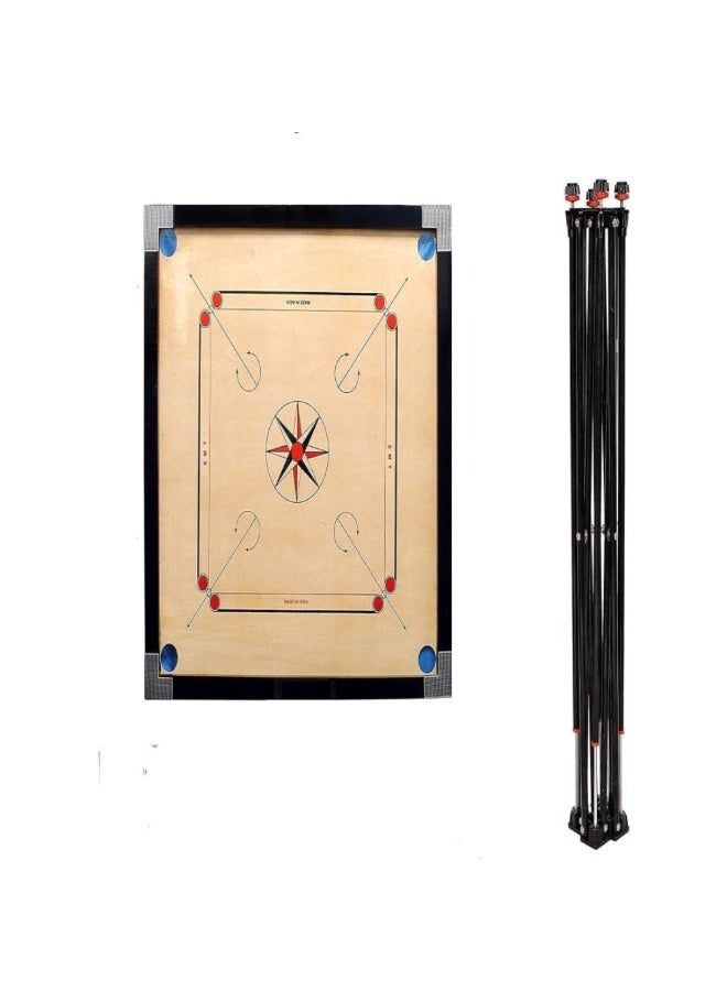 لوحة كاروم مع حامل وعملات معدنية ومضرب ومسحوق للأطفال والكبار (الحجم 32 × 32 بوصة) - Image 2