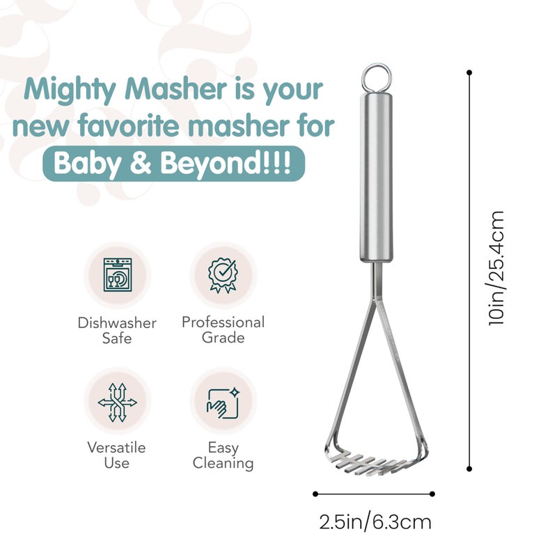 The 730 Project Mighty Masher, Baby Food Masher for Starting Solids Essentials, Baby-Led Weaning Mini Avocado and Potato Masher, Stainless Steel Potato Smasher Tool - Image 4