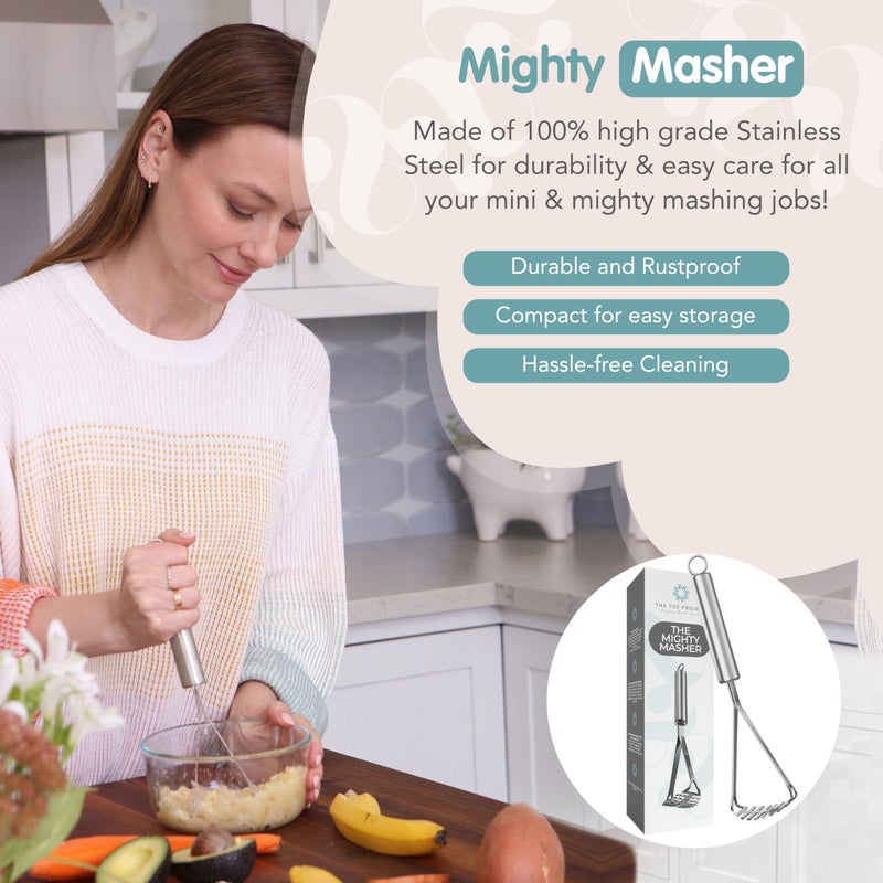 The 730 Project Mighty Masher, Baby Food Masher for Starting Solids Essentials, Baby-Led Weaning Mini Avocado and Potato Masher, Stainless Steel Potato Smasher Tool - Image 2