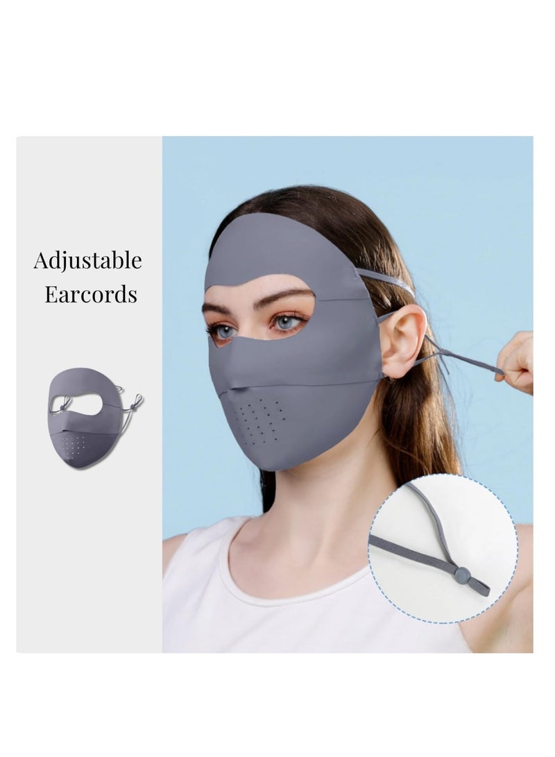 SOLARAE Full-Face Sun Protection Mask, Sun Protection UPF 50+ Face Covers, Breathable Balaclava, Summer Breathable UV Protection Outdoor Wear for Women, Grey - Image 3