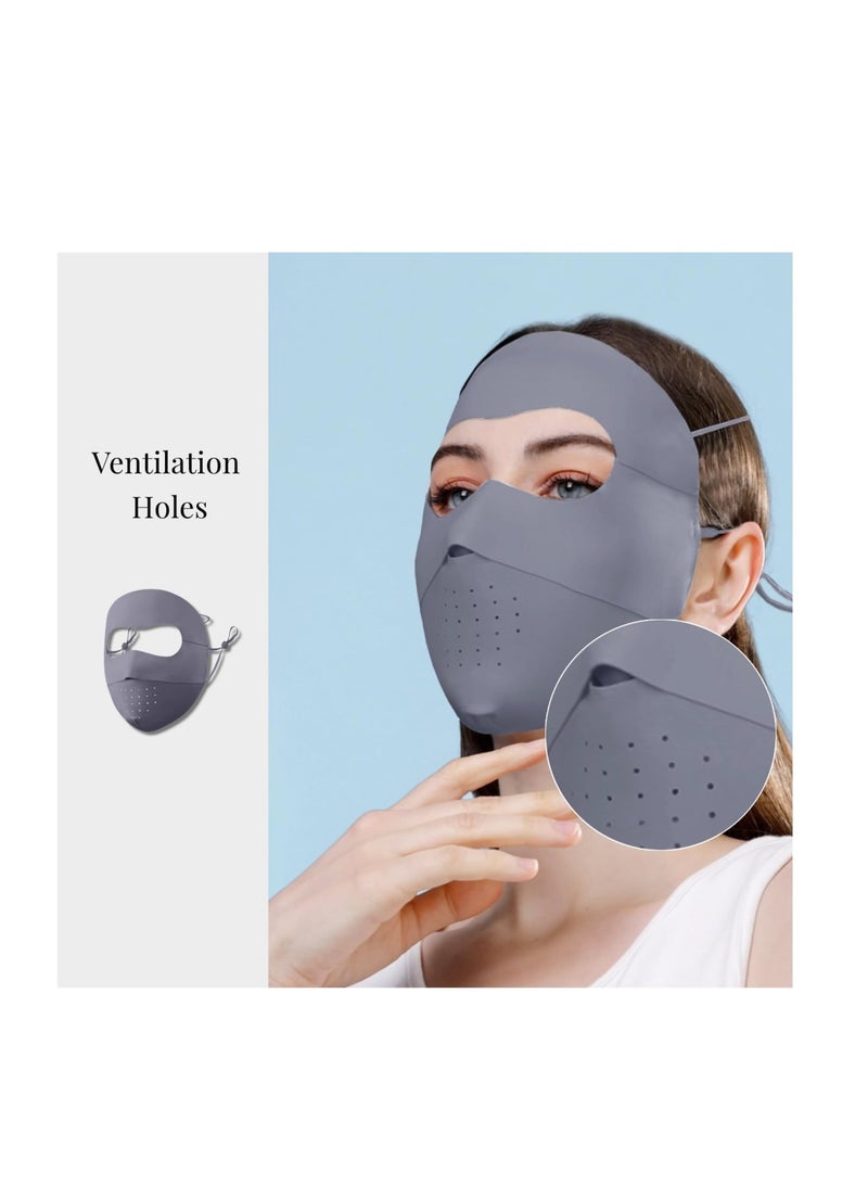 SOLARAE Full-Face Sun Protection Mask, Sun Protection UPF 50+ Face Covers, Breathable Balaclava, Summer Breathable UV Protection Outdoor Wear for Women, Grey - Image 4