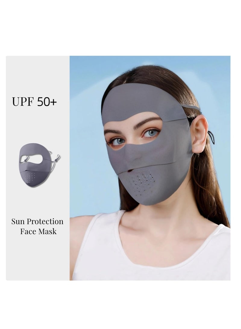 SOLARAE Full-Face Sun Protection Mask, Sun Protection UPF 50+ Face Covers, Breathable Balaclava, Summer Breathable UV Protection Outdoor Wear for Women, Grey - Image 2
