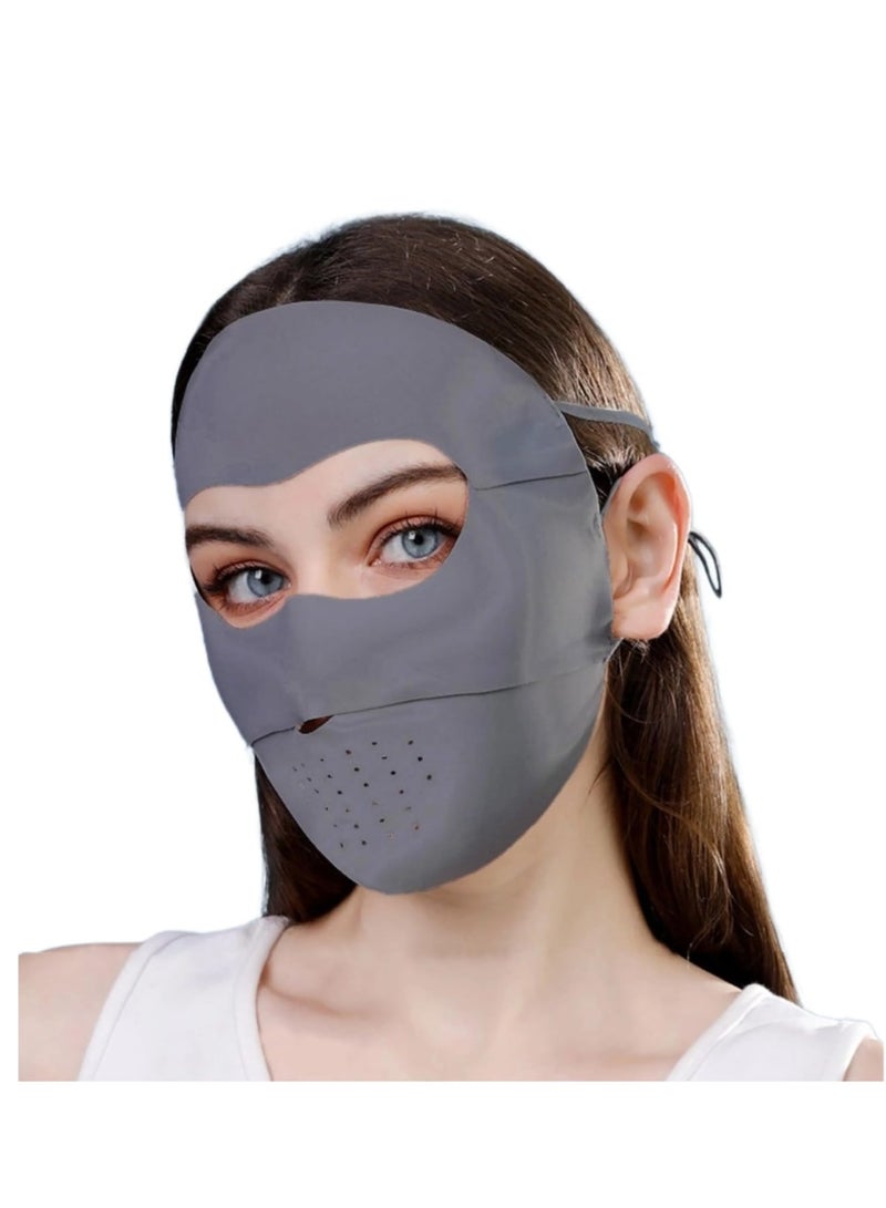 SOLARAE Full-Face Sun Protection Mask, Sun Protection UPF 50+ Face Covers, Breathable Balaclava, Summer Breathable UV Protection Outdoor Wear for Women, Grey - Image 1