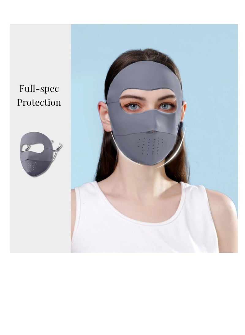 SOLARAE Full-Face Sun Protection Mask, Sun Protection UPF 50+ Face Covers, Breathable Balaclava, Summer Breathable UV Protection Outdoor Wear for Women, Grey - Image 5