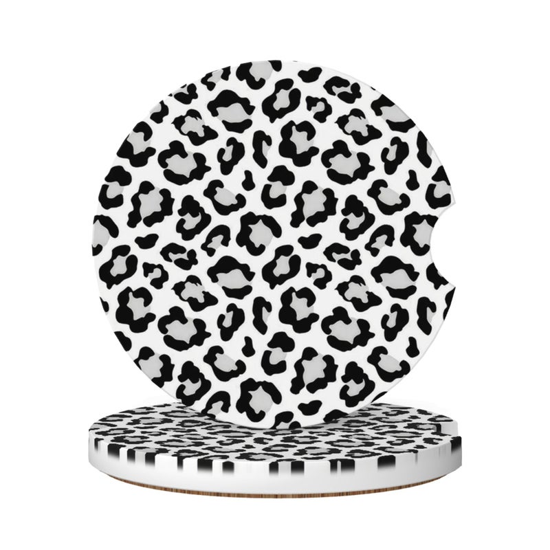 CTVSLFU Absorbent Car Coasters for Cup Holders 2 Pack Universal Anti Slip Ceramic Cup Coaster for Women Men 256 Inch Car Interior Accessories White Grey Leopard 004 - Image 3