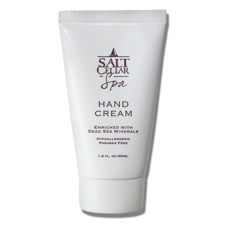 Salt Cellar Spa Dead Sea Mineral Hand Cream Moisturizer Lotion for Dry Cracked Skin Enriched with Glycerin Olive Oil Paraben Free Fast Absorbing Travel Size 14 FL oz 40 ml