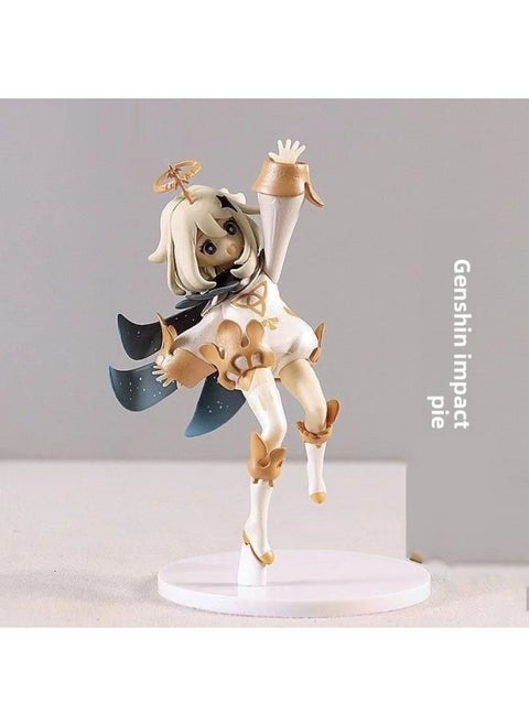 The Original God Hand-made Walnut Keli General Carved Fine Game Surrounding Secondary Animation Model Ornaments Doll-Color:Standing Paimon (bag) 15cm