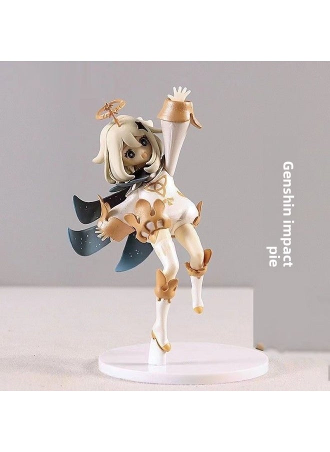 null - The Original God Hand-made Walnut Keli General Carved Fine Game Surrounding Secondary Animation Model Ornaments Doll-Color:Standing Paimon (bag) 15cm - Image 1