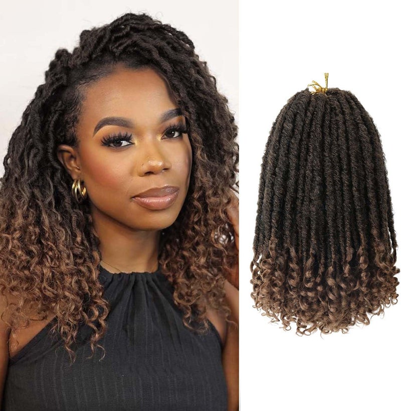 MODERN QUEEN Goddess Locs Crochet Hair 6 Packs, 12 Inch Straight Faux Locs Crochet Braids, Pre-Looped Curly Soft Synthetic Ombre Braiding Hair Extensions for Black Women(12 Inch, 6 Packs, 1B/30#) - Image 1