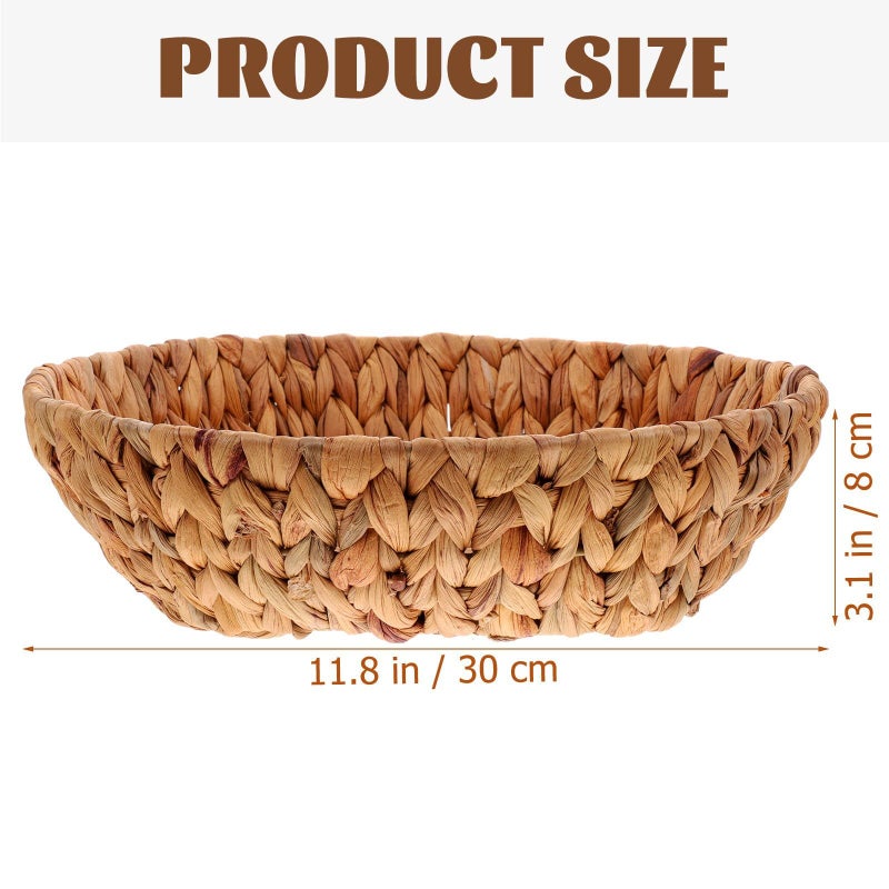 Small Woven Rattan Bread Basket And Fruit Tray Handmade Natural Kitchen Storage - Image 3