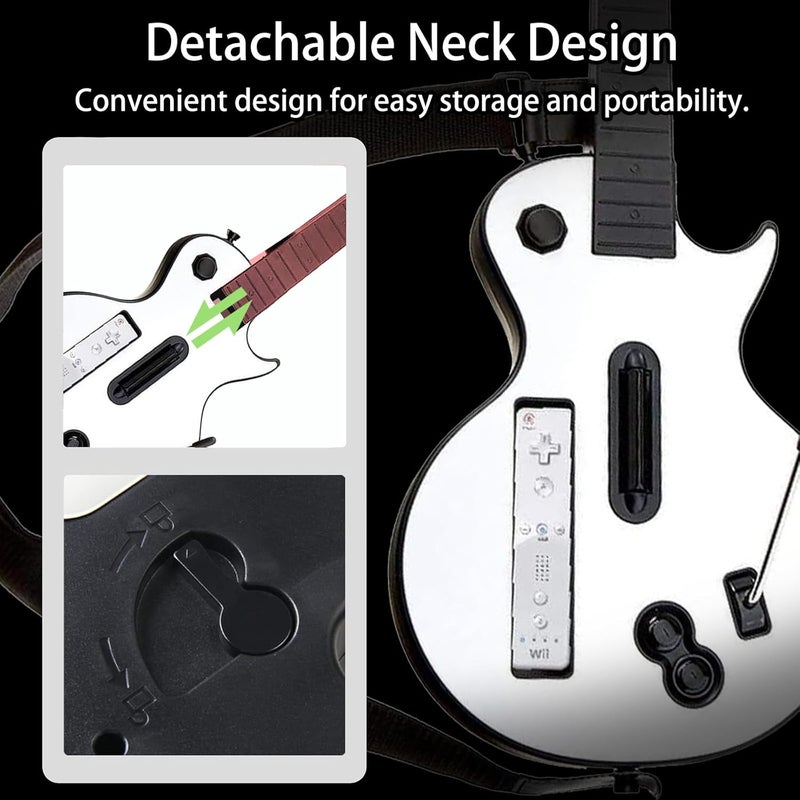 NBCP Wireless Guitar Controller for Nintendo Wii – Compatible with Guitar Hero and Rock Band 2 & 3 (Excludes Rock Band 1) – White - Image 4