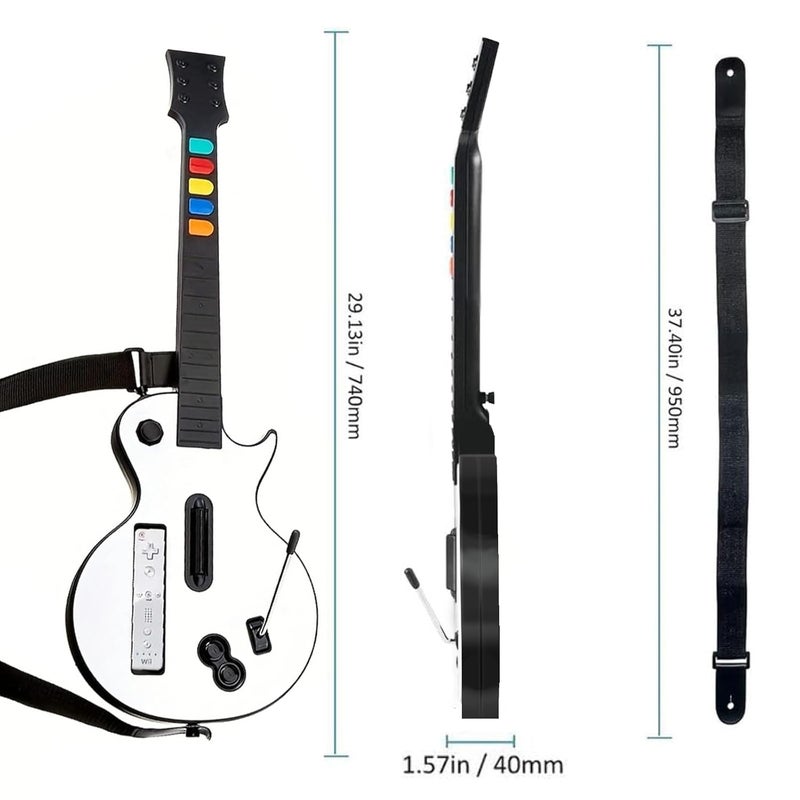 NBCP Wireless Guitar Controller for Nintendo Wii – Compatible with Guitar Hero and Rock Band 2 & 3 (Excludes Rock Band 1) – White - Image 3