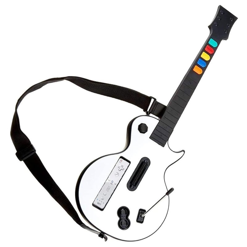 NBCP Wireless Guitar Controller for Nintendo Wii – Compatible with Guitar Hero and Rock Band 2 & 3 (Excludes Rock Band 1) – White - Image 1