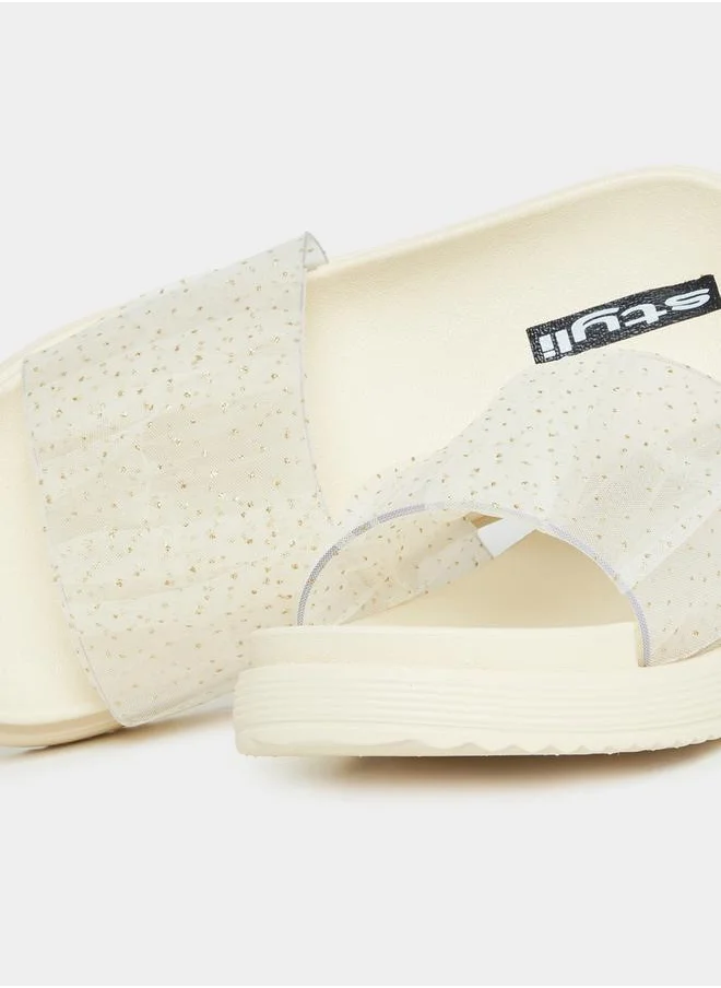 Styli Textured Strap Platform Slides