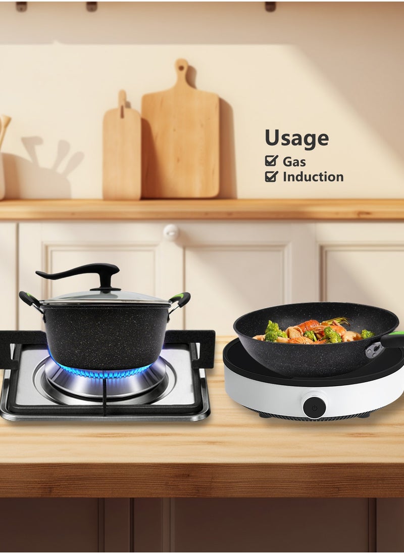 Sharpdo - 3-Piece Cookware Set, Frying Pan, Pot Set, Universal for Stoves,30/25/25cm - Image 1