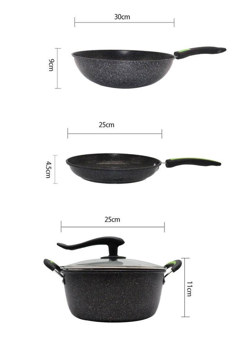 Sharpdo - 3-Piece Cookware Set, Frying Pan, Pot Set, Universal for Stoves,30/25/25cm - Image 1