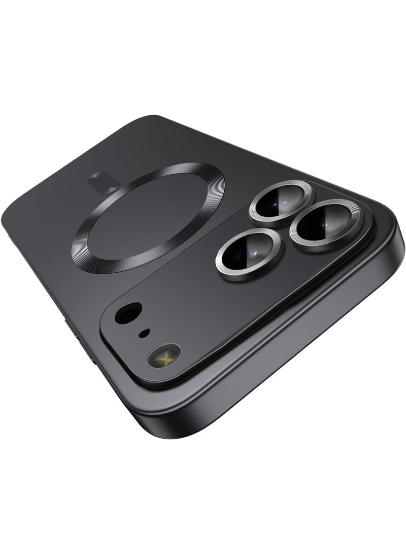 Magnetic for iPhone 17 Pro Max Case,Comes with Camera Lens Protector,Compatible with Magsafe,Soft TPU Full Protection Slim Smooth Bumper Shockproof Phone Cover (Black) - Image 1