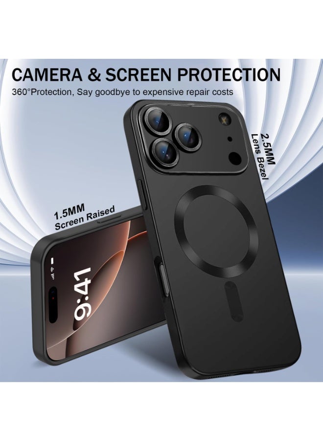 Magnetic for iPhone 17 Pro Max Case,Comes with Camera Lens Protector,Compatible with Magsafe,Soft TPU Full Protection Slim Smooth Bumper Shockproof Phone Cover (Black) - Image 5