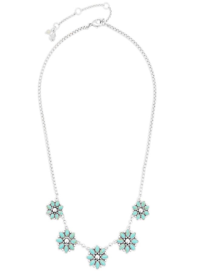 Lucky Brand Turquoise Set Stone Collar Necklace, Silver, One Size - Image 2