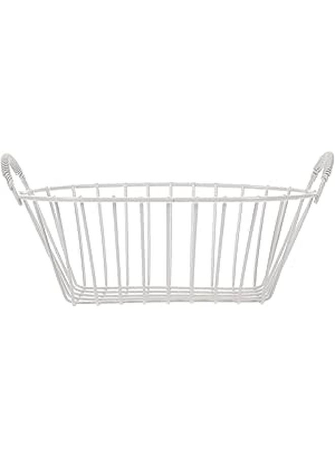 Metal Wire Fruit Basket With Handle Cream White Kitchen Countertop Storage Organizer - Image 1