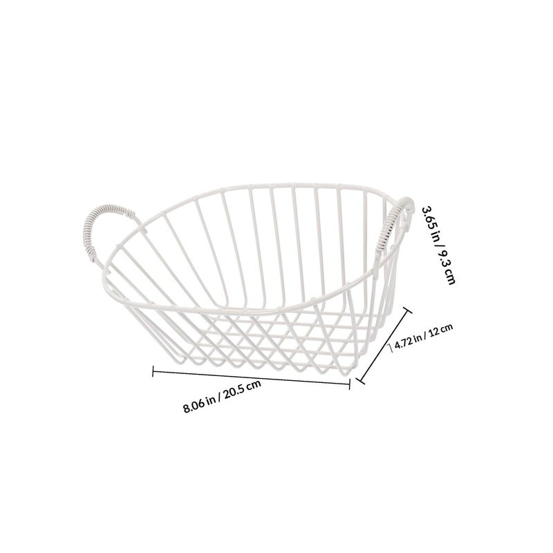 Metal Wire Fruit Basket With Handle Cream White Kitchen Countertop Storage Organizer - Image 3