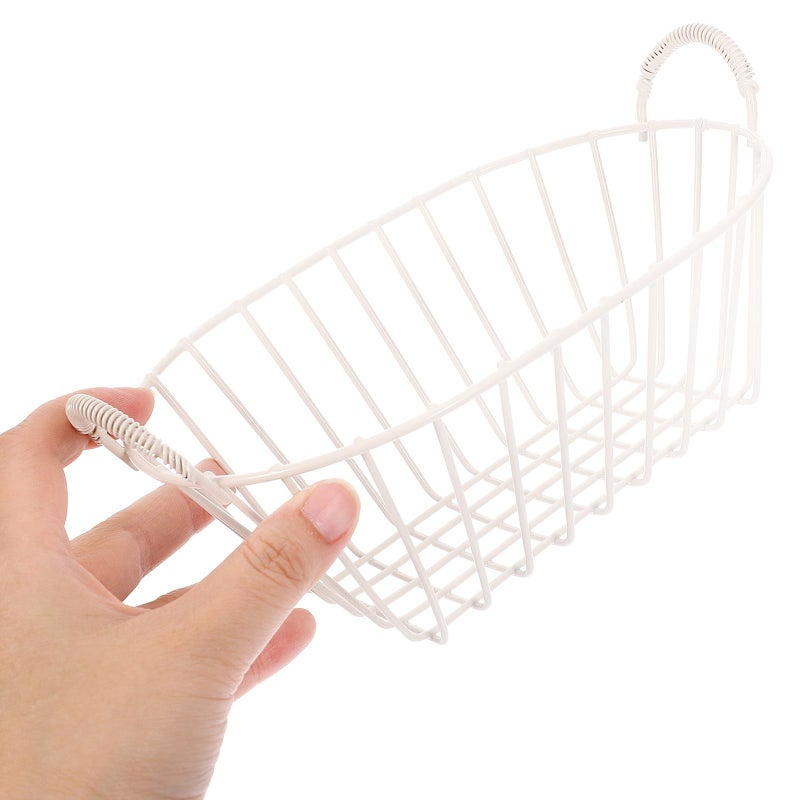 Metal Wire Fruit Basket With Handle Cream White Kitchen Countertop Storage Organizer - Image 5