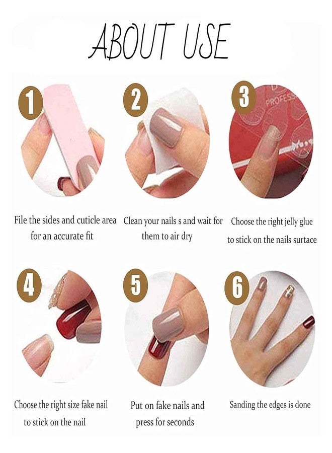 Feora9X FEORA 24 Pcs Press on Nails Artificial Fake Nail Short French Nail Kit Art Jelly Glue on False Stick on Nails for Women Girl - Image 4