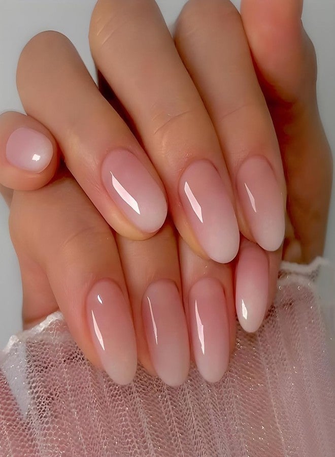 Feora9X FEORA 24 Pcs Press on Nails Artificial Fake Nail Short French Nail Kit Art Jelly Glue on False Stick on Nails for Women Girl - Image 1