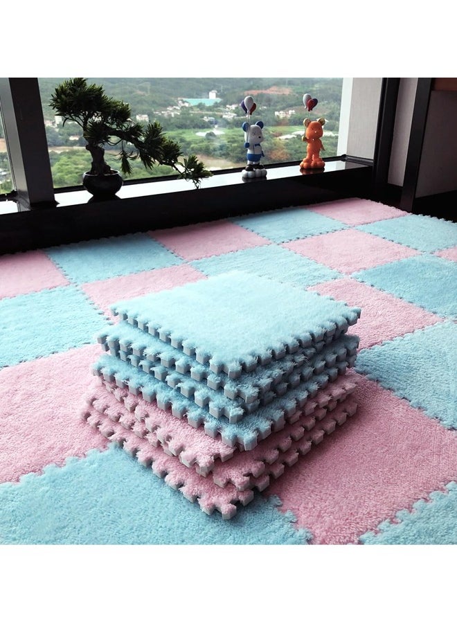 Generic - 12x12x0.4in Thickened Plush Foam Interlocking Floor Mat,Square Easy to Clean Carpet Tiles, Interlocking Foam Soft Anti-Slip Puzzle Play Area Rug for Room Floor Soft & Protective Floor Cushion Mats - Image 1