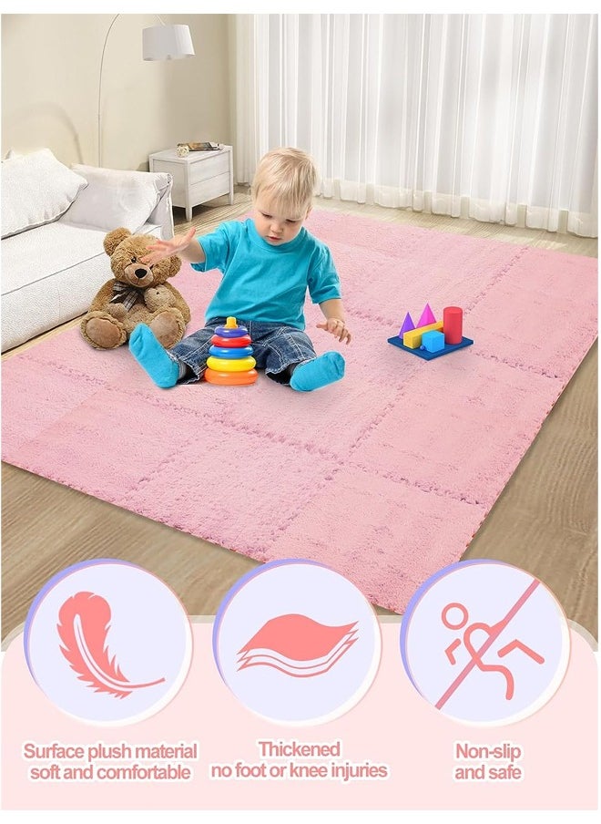 Generic - 12x12x0.4in Thickened Plush Foam Interlocking Floor Mat,Square Easy to Clean Carpet Tiles, Interlocking Foam Soft Anti-Slip Puzzle Play Area Rug for Room Floor Soft & Protective Floor Cushion Mats - Image 1