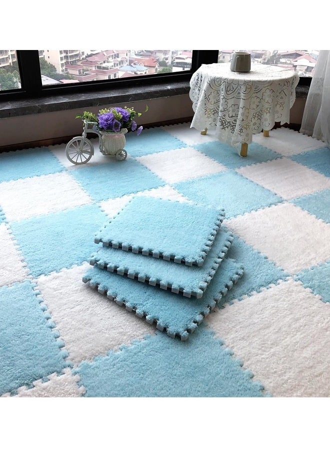Generic - 12x12x0.4in Thickened Plush Foam Interlocking Floor Mat,Square Easy to Clean Carpet Tiles, Interlocking Foam Soft Anti-Slip Puzzle Play Area Rug for Room Floor Soft & Protective Floor Cushion Mats - Image 1
