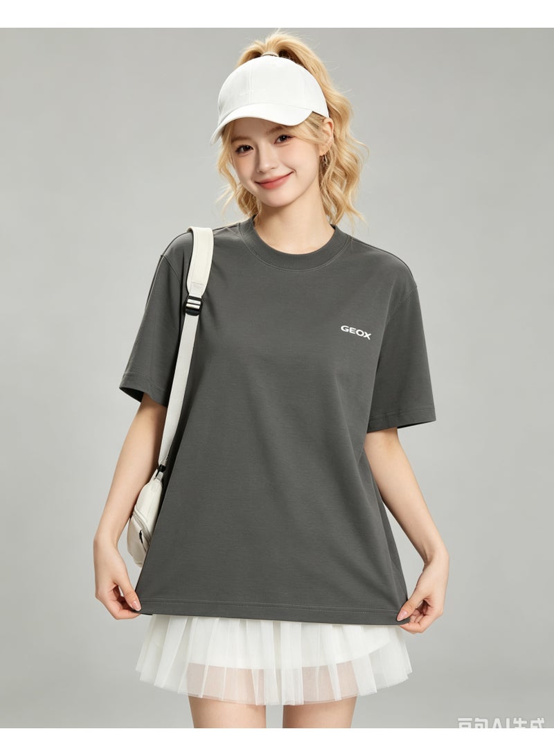 GEOX Unisex Crew Neck Short Sleeve T‑Shirt, Modern Urban Everyday Top For Men Women, Dark Grey - Image 4