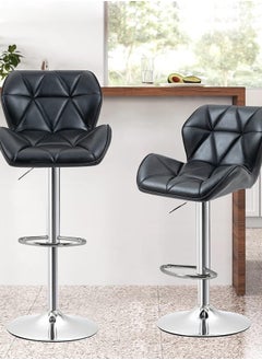 CityRiya-Long Bar Stools Adjustable Dining Chair Kitchen Dining Chairs Modern Lounge Chair Accent Chair Square Island Barstool Bar Chairs Kitchen Counter Chairs Makeup Chairs for Kitchen Living Room Bedroom 2 Sets  - Image 2