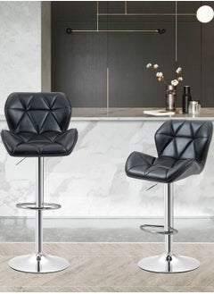 CityRiya-Long Bar Stools Adjustable Dining Chair Kitchen Dining Chairs Modern Lounge Chair Accent Chair Square Island Barstool Bar Chairs Kitchen Counter Chairs Makeup Chairs for Kitchen Living Room Bedroom 2 Sets  - Image 4