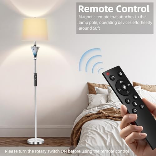GDRKNP Blue Glass Floor Lamp with Remote Control, Modern Smart Standing Lamp for Living Room, Stepless Dimmable Colors Temperature & Brightness, Tall Floor Lamp for Bedroom Office, Home Decor - Image 3