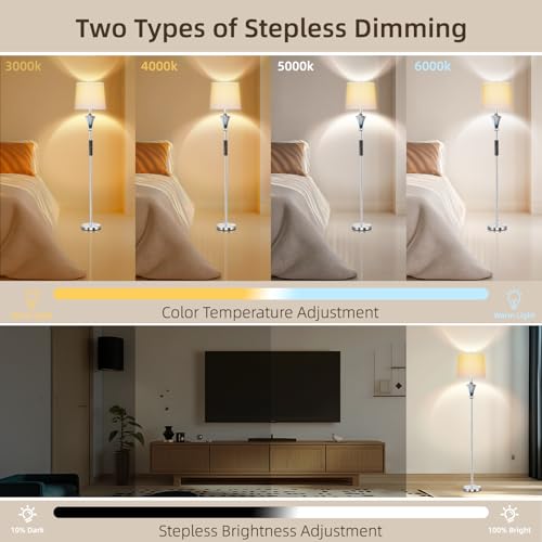 GDRKNP Blue Glass Floor Lamp with Remote Control, Modern Smart Standing Lamp for Living Room, Stepless Dimmable Colors Temperature & Brightness, Tall Floor Lamp for Bedroom Office, Home Decor - Image 2