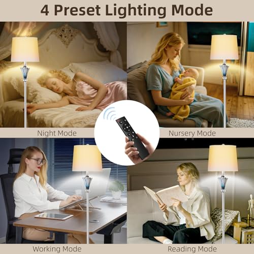 GDRKNP Blue Glass Floor Lamp with Remote Control, Modern Smart Standing Lamp for Living Room, Stepless Dimmable Colors Temperature & Brightness, Tall Floor Lamp for Bedroom Office, Home Decor - Image 4